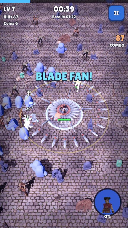 Crypt level with a blade fan