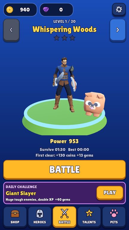 Level select and daily challenge